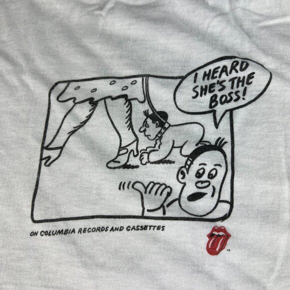 VTG 80s Mick Jagger She's The Boss Shirt Small White Dingy Single Stitch Tee - Picture 6 of 15